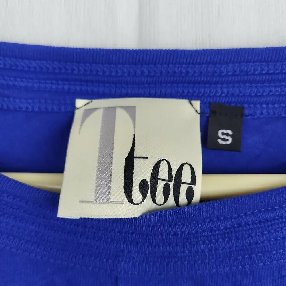 Ttee Womens‎ Blue Shark Bite Hem Lagen Look Oversized Top Sz Small
